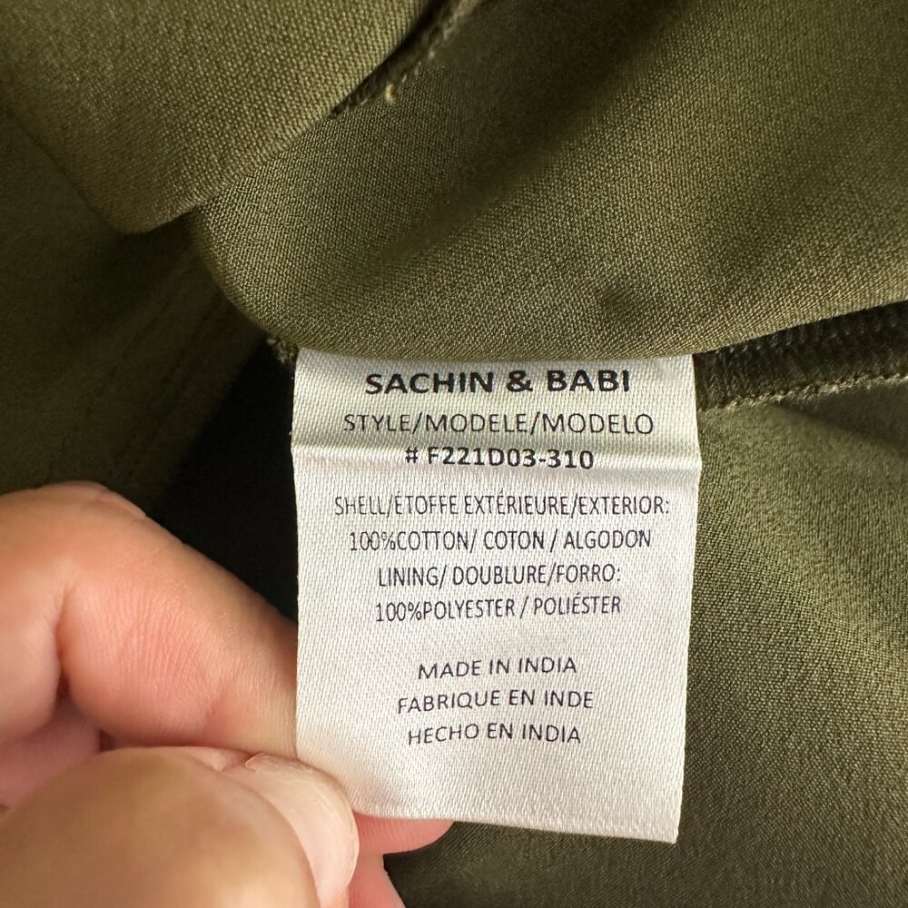 NWT SACHIN + BABI Laura Dress in Olive Smocked Midi Peplum Slit Sleeveless 10 - Picture 6 of 10